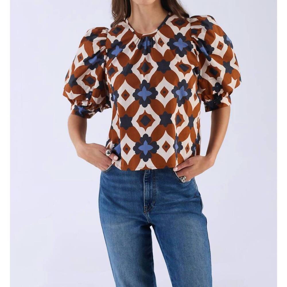 NEW BEYOND BY VERA lilly mosaic top in brown
